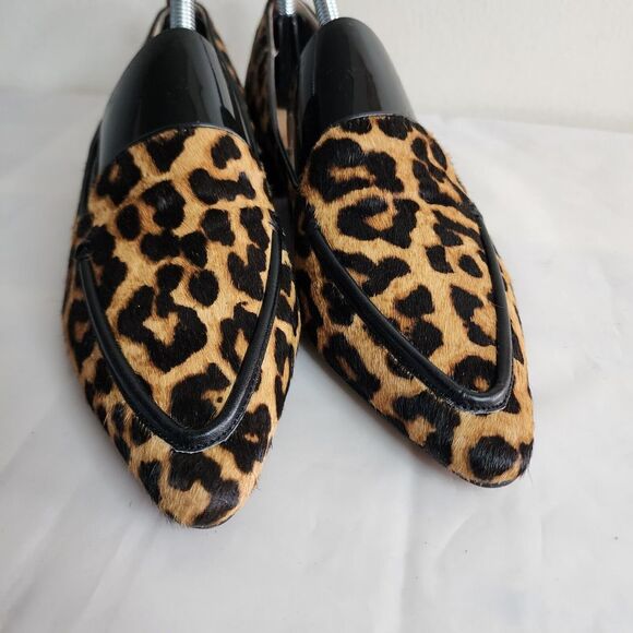 Franco Sarto Leopard Cheetah Print  Block Heel Flats Leather Size 8M Calf Hair - Picture 10 of 14